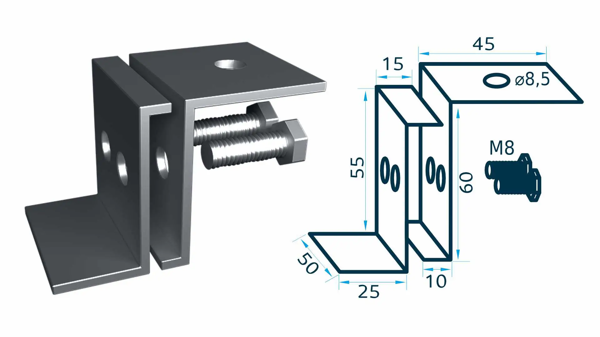 Suport panou fotovoltaic pentru tablă fălțuită și panou Canto